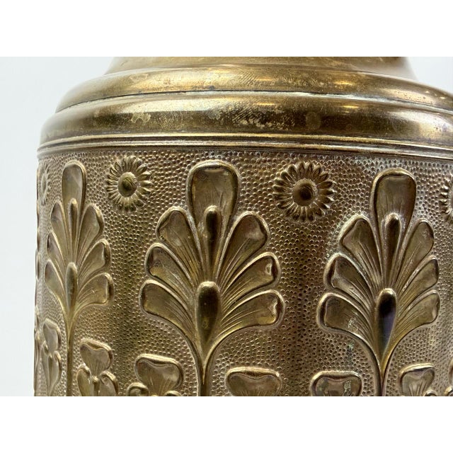 Goldenrod Antique Jugendstill Vase in Brass, 1900s For Sale - Image 8 of 14