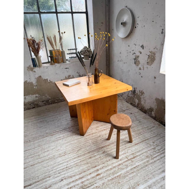 Modernist Square Pine Table, 1950s For Sale - Image 6 of 18
