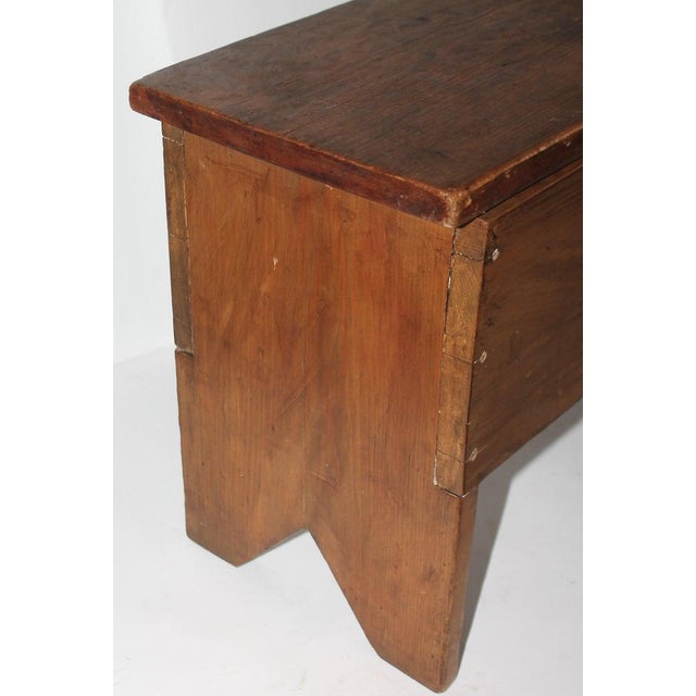 Folk Art 19th Century Wood Bench & Bin Box For Sale - Image 3 of 9