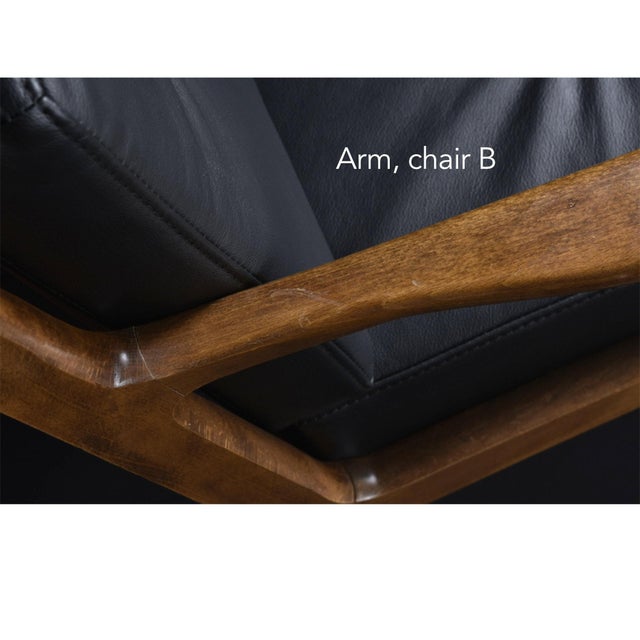 Pair of Otto Gerdau Italian 1950s Lounge Chairs in New Black Leather For Sale - Image 15 of 18