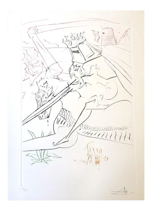 Salvador Dali - The Black Knight - Original Handsigned Etching 1975