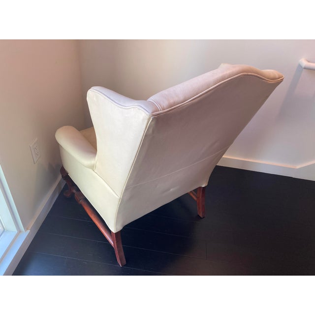 Vintage Ivory Leather Chair Ottoman 2pc Sam Moore Hooker Furnishings For Sale - Image 9 of 10