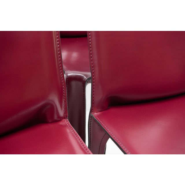 Cab 412 Bordeaux Red Chair Set by Mario Bellini for Cassina, 1990s, Set of 8 For Sale - Image 16 of 17