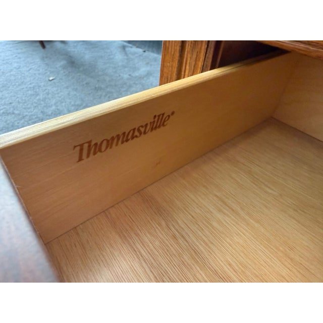 Late 20th Century Thomasville Burled Walnut Two Drawer Nightstand For Sale - Image 9 of 10