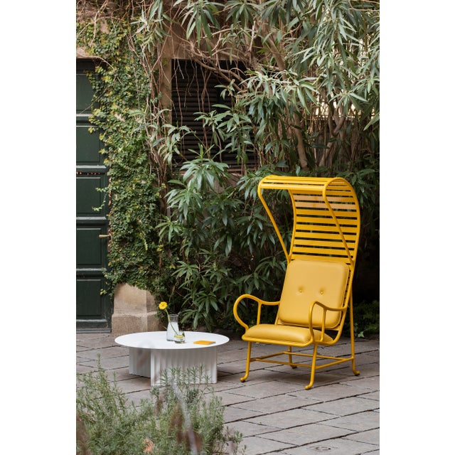 Transitional RS Barcelona Plec Round Steel 90 Table, White For Sale - Image 3 of 6