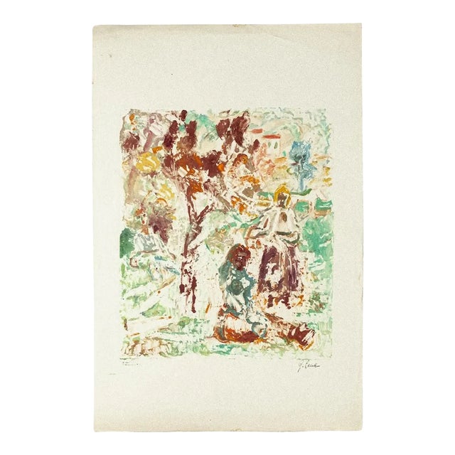 Landscape - Original Monotype on Paper by Giuseppe Cena - 20th Century 20th Century For Sale