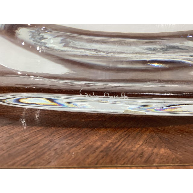 1980s Clear Murano Glass Centerpiece Vase with Gold Rim by Carlo Moretti, 1980s For Sale - Image 5 of 12