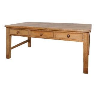 Antique English Pine Three-Drawer Farmhouse Table | Circa 1870 For Sale