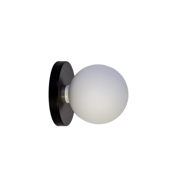 Globe Bathroom Sconce, Black, 5in Glass Globe, by Research.Lighting, Modern, Minimalist, Contemporary, Led Wall Light For Sale In New York - Image 6 of 8