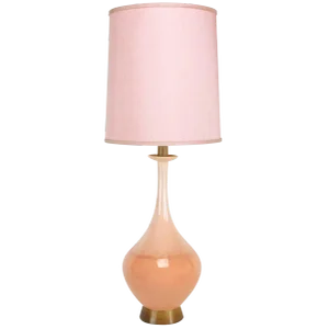 Large Coral Drip Glaze Pottery Table Lamp