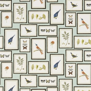 Sanderson Picture Gallery Wallpaper in Aqua/Multi For Sale