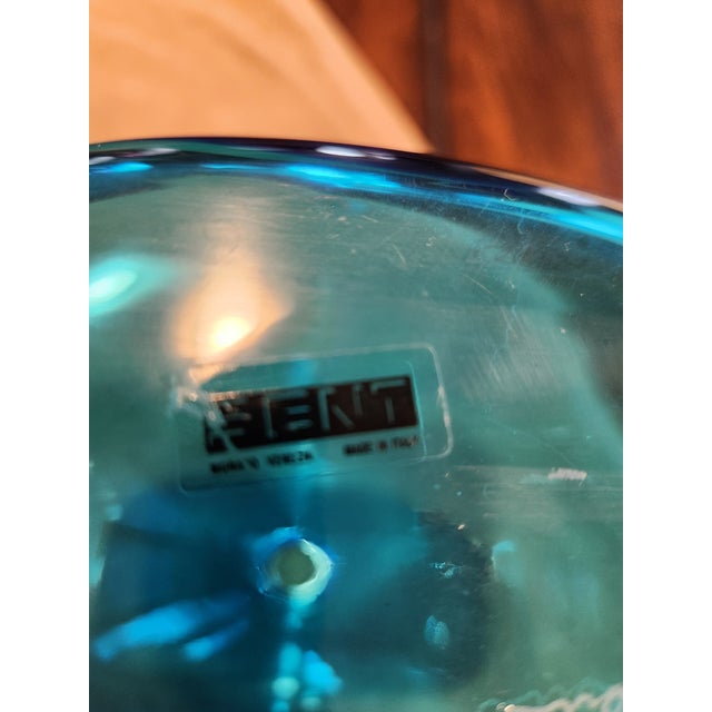 Glass Vintage Murano Oggetti Fent Italy Blue Glass Sculpture Bottle - Signed Leo De Carlo for Oggetti For Sale - Image 7 of 10