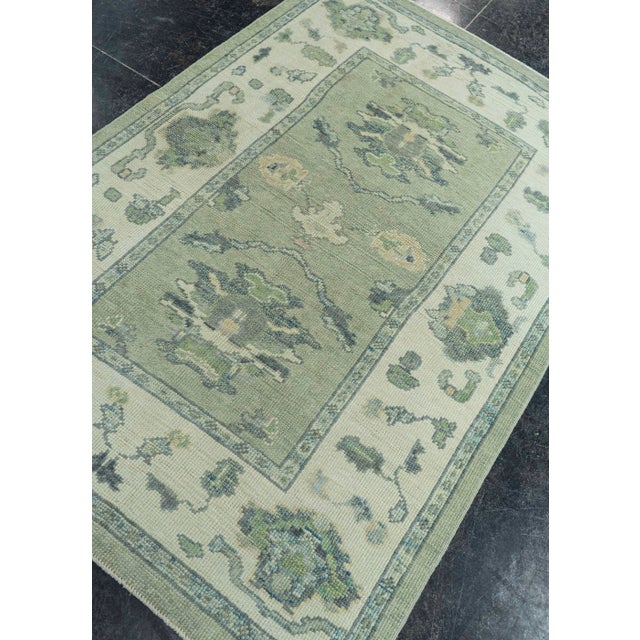 Green Turkish Oushak Rug 3'9"x 5'8" #19116 For Sale - Image 8 of 8