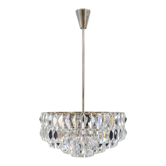 Nickel-Plated Crystal Chandelier from Bakalowits & Söhne, 1960s For Sale