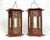Pair of Asian Hand Carved Wooden Lanterns. Nice decorative pair in a rich cinnabar color. This pair is not identical but...