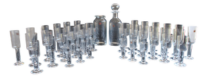 Italian Asymmetrical Murano Glass Glasses by Carlo Moretti, 1986, Set of 44
