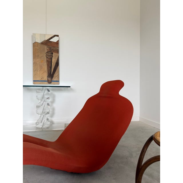 Bouloum Chaise Lounge Chair by Olivier Mourgue in Original Burnt Orange Textile For Sale - Image 12 of 16