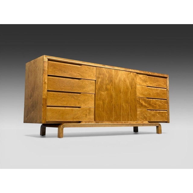 Edmond J Spence, Dresser and Nightstands, Burled Maple, Bentwood, Sweden, 1960s For Sale - Image 4 of 12