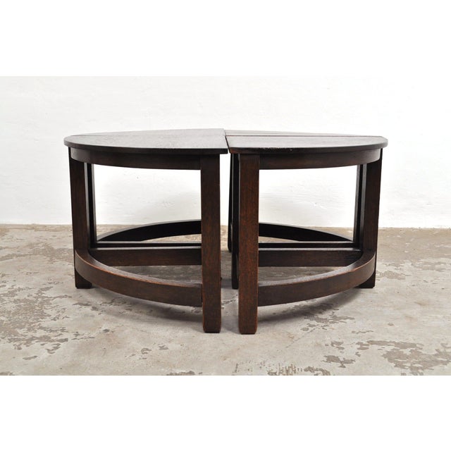 Brown Vintage Oak Coffee Table, 1920s, Set of 5 For Sale - Image 8 of 16