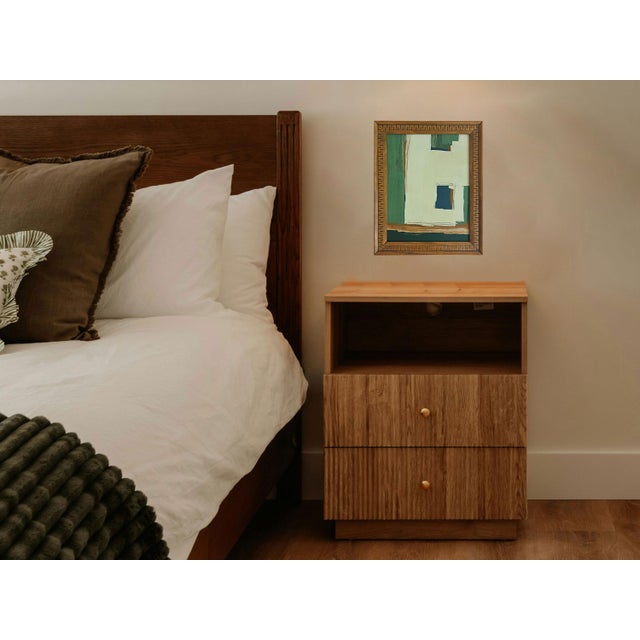 Paint “Serenity Pines" Green Abstract Art in Vintage Frame, Transitional Living Room Art by JTS For Sale - Image 7 of 11