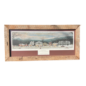 Vintage Frame Stockbridge Mass. Christmas Winter Scene Print