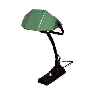Art Deco French Enamel Table Lamp, 1930s For Sale