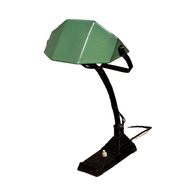 Art Deco French Enamel Table Lamp, 1930s For Sale