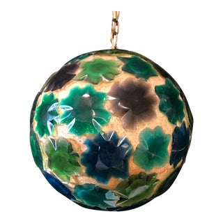 Vintage Mid Century Pendant Globe Swag Lamp For Sale