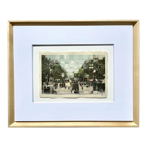 Paris - L' Avenue De L' Opera, Hand Cut and Hand Woven Vintage Photo Postcards, Framed