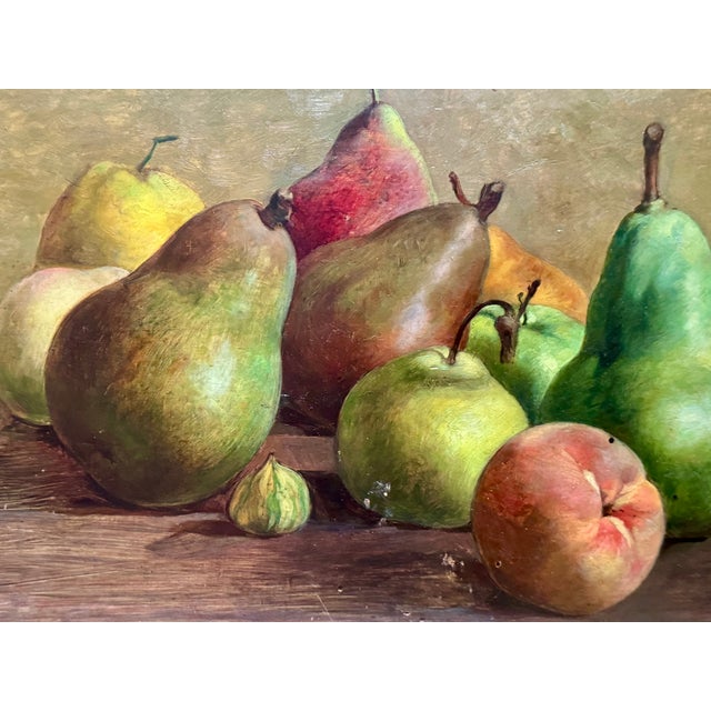 Still Life with Pears, Late 19th Century, Oil Painting For Sale - Image 6 of 12