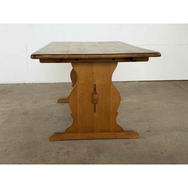Danish Oak Extension Trestle Dining Table in the manner of Henning Kjærnulf For Sale - Image 5 of 14