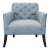 West Elm Elton Tufted Light Blue Lounge Chair With Dark Wood Legs For Sale