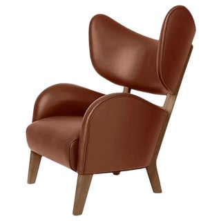 Brown Leather Smoked Oak My Own Chair Lounge Chair by Lassen For Sale