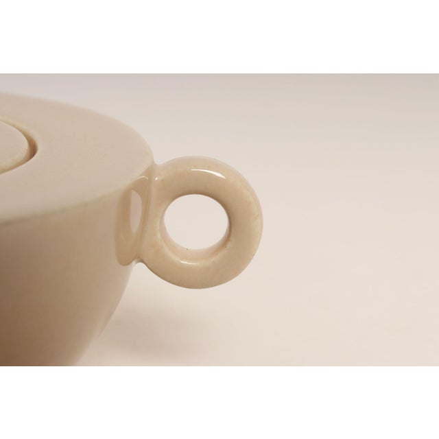 French Art Deco Taupe Ceramic Lidded Sugar Bowl by Jean Luce For Sale - Image 12 of 14