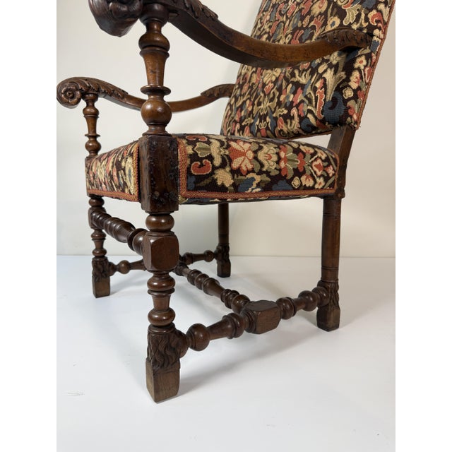Brown 17th Century Carved Walnut Armchair, Lombardy, 1600 For Sale - Image 8 of 18