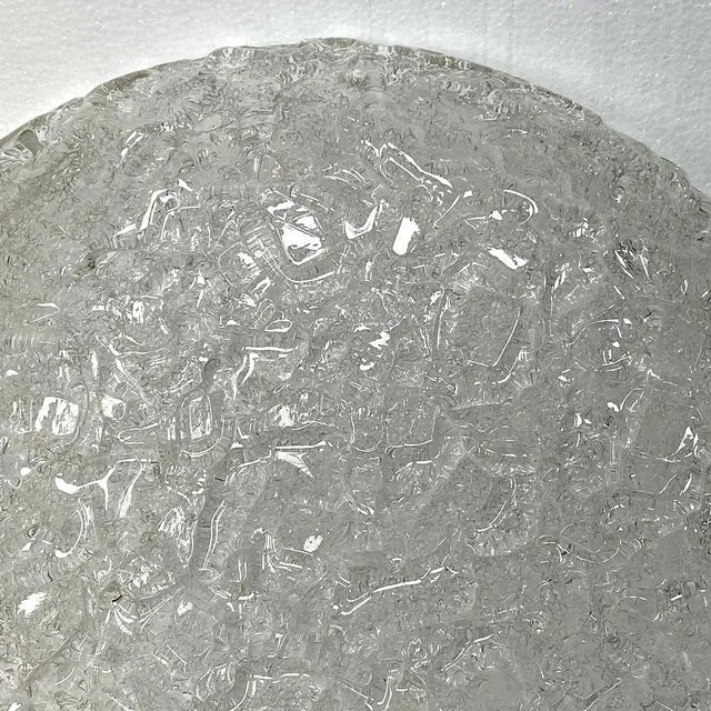 Orrefors Vintage Swedish Mid Century Brass and Glass Two-Light Ceiling Light For Sale - Image 4 of 9