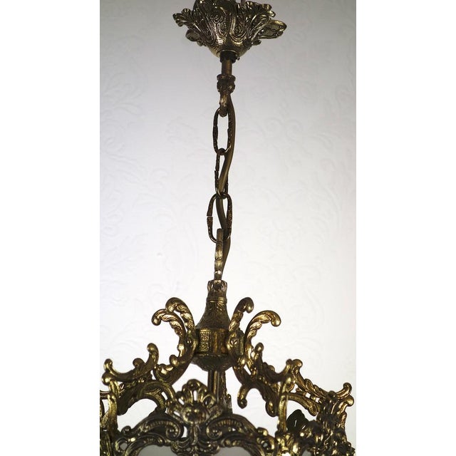 Spanish Brass Ground Glass Lamp from Unbekannt, 1950s For Sale - Image 6 of 11