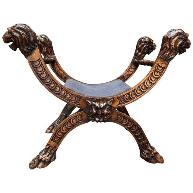 18th Century Italian Carved Walnut Stool For Sale - Image 11 of 11