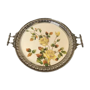 Large Antique Porcelain Metal Tray from Rörstrands