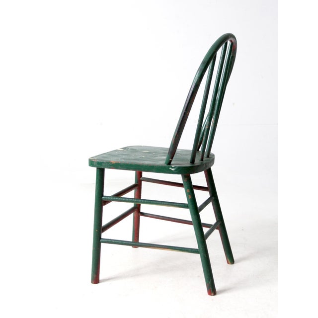 Vintage Green Windsor Style Farmhouse Chair For Sale - Image 4 of 12