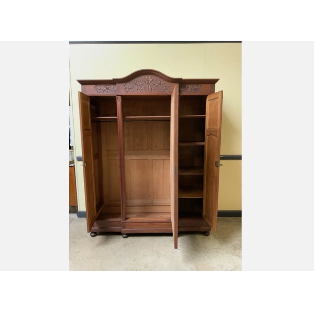 Antique Art Nouveau Wardrobe in Oak, 1890s For Sale - Image 4 of 10