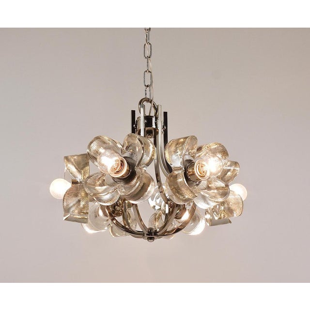 Crystal Glass Flower Pendant attributed to Sische, Germany, 1970s For Sale - Image 11 of 18