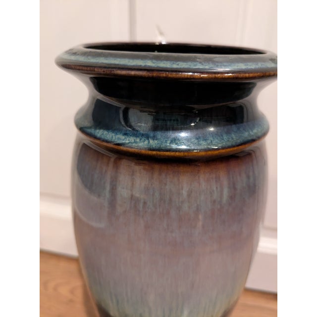 Ink Blue 1980s Bill Campbell Signed Pottery Vase For Sale - Image 8 of 8