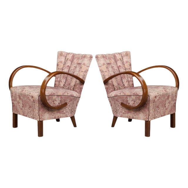 Art Deco Armchairs from Jindřich Halabala, Czechoslovakia, 1940s, Set of 2 For Sale