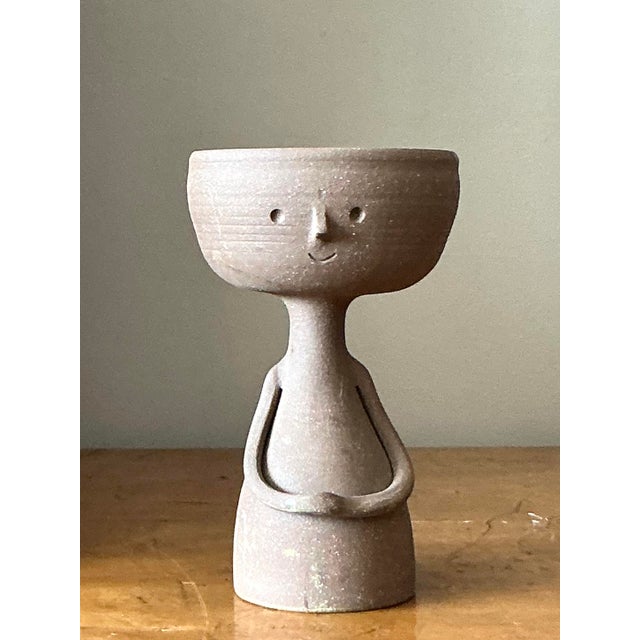 Vintage Boho Original Studio Pottery Figurative Bowl For Sale - Image 4 of 7