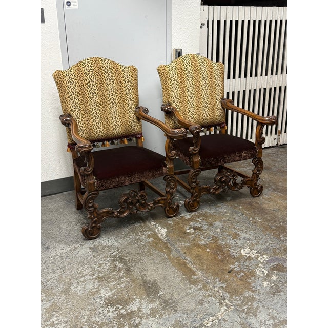 Baroque Provasi Bespoke Baroque Carved Wood Armchairs, Pair For Sale - Image 3 of 12