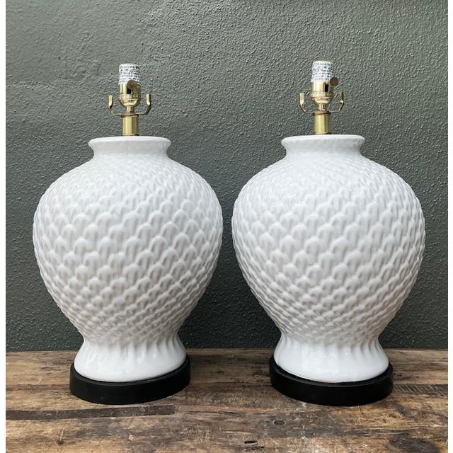 Late 20th Century Vintage Ralph Lauren Glazed Ceramic Lamps - A Pair For Sale - Image 5 of 12