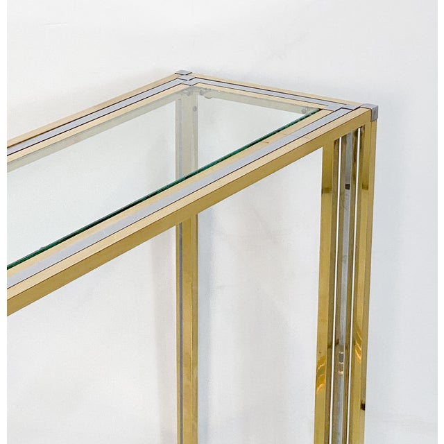 Mid 20th Century Italian Modern Console Table of Brass, Chrome, and Glass by Romeo Rega For Sale - Image 5 of 11