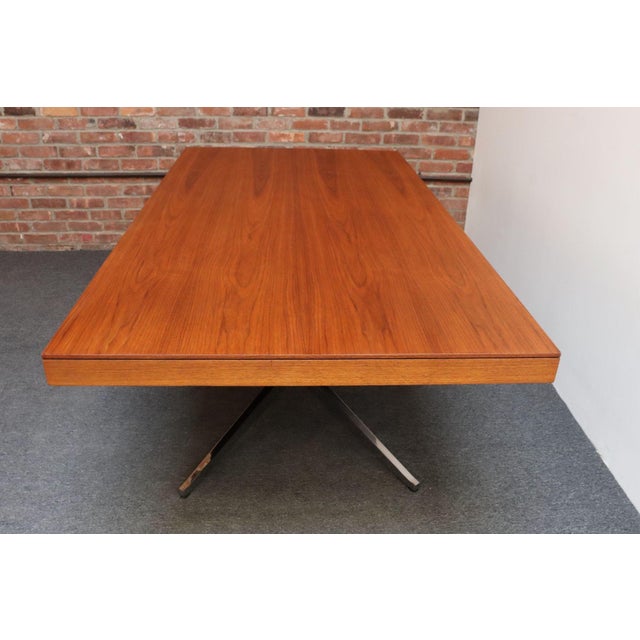Wood Vintage Florence Knoll Teak and Chromed-Steel Partner's Desk / Executive Desk For Sale - Image 7 of 18