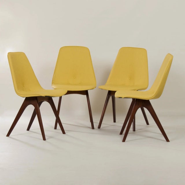 Yellow Teak Dining Chairs by Van Os, 1950s, Set of 4 For Sale - Image 6 of 13